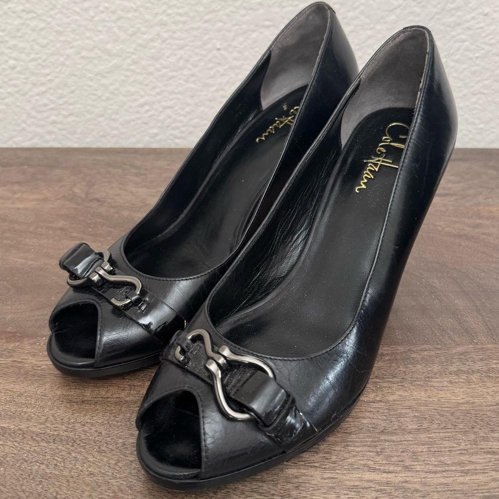 Cole Haan Nike Air Black Leather Pumps Heels 8
